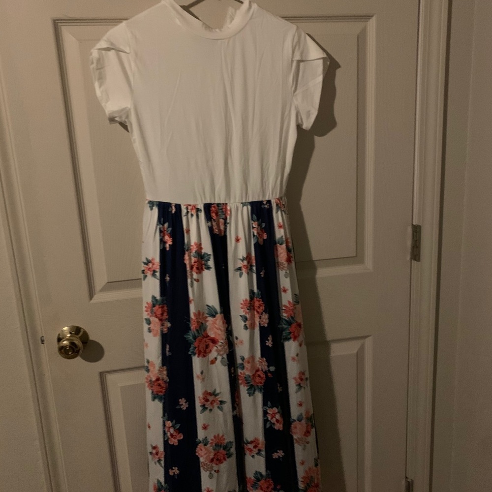 White Color Block Dress